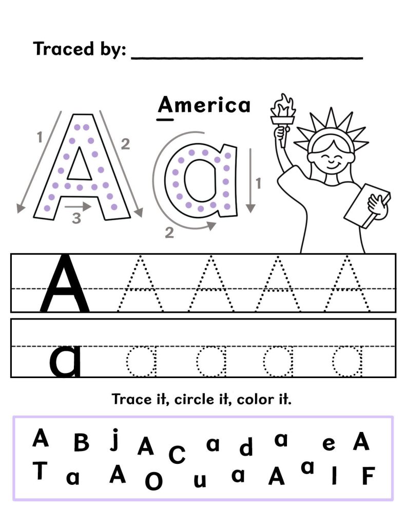 A is for America! Free 4th of July Worksheets for Preschool!