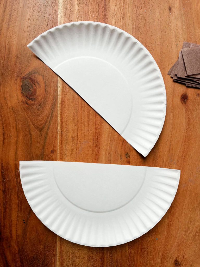 Paper Plate Cut in Half for the Eagle Craft.