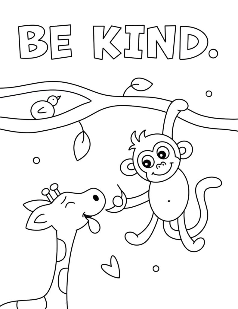 Free Kindness Coloring Page for Preschool