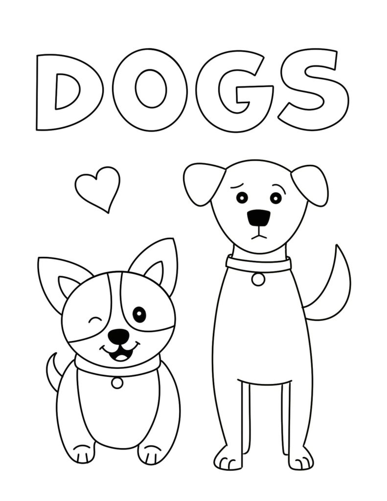 Cute Dog Coloring Page for Preschool