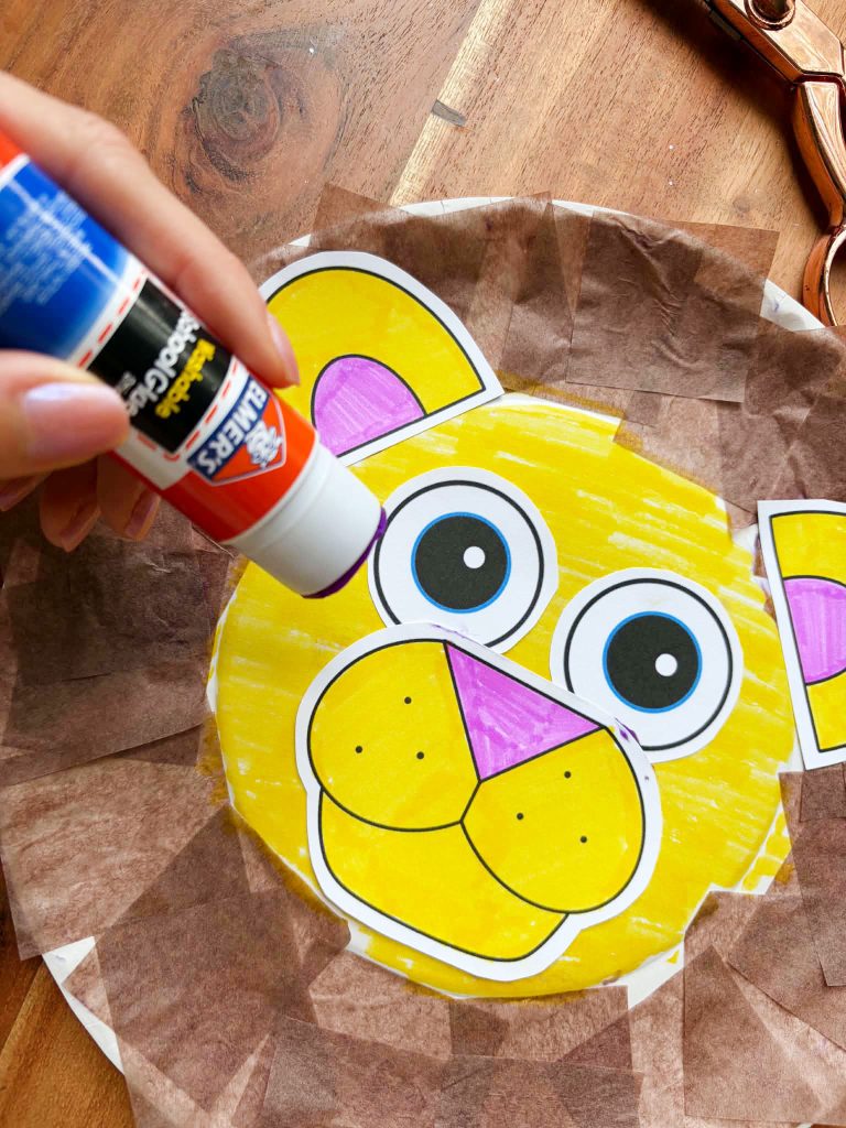lion craft with glue stick