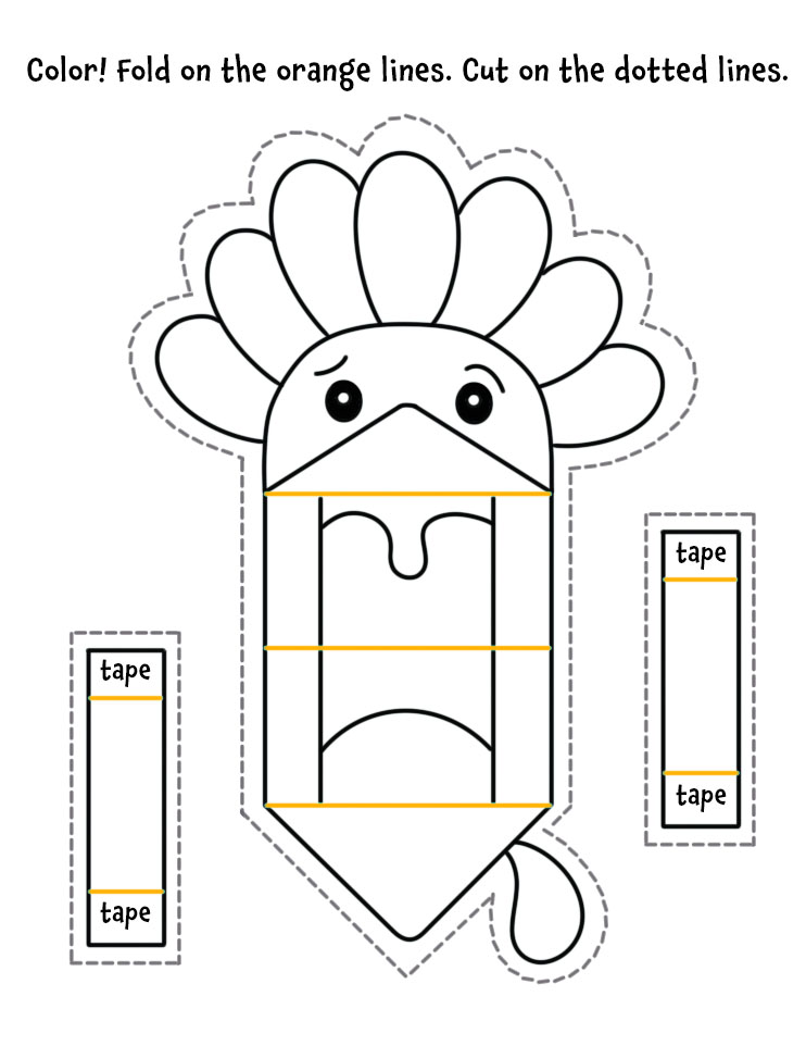 Printable Turkey Puppet for Preschool