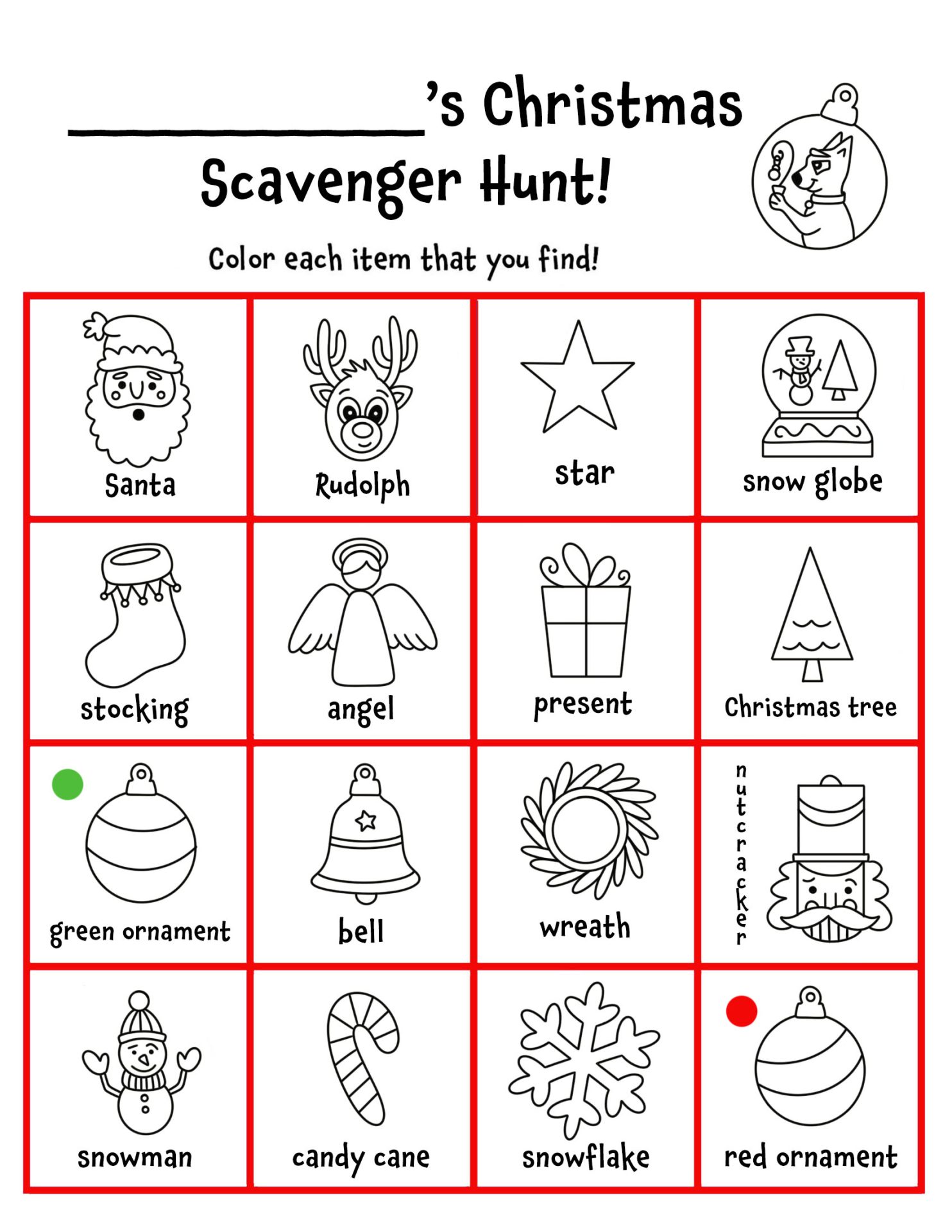Free Christmas Scavenger Hunt for Preschool!