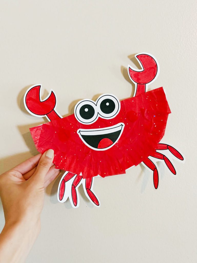 The Cutest Paper Plate Crab Craft for Preschool! (with free cutouts)